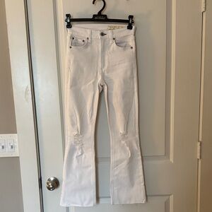 rag & bone Nina High Rise Ankle Flare White Distressed Jeans Size 23